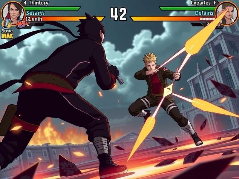 Free Fire MAX x Naruto Chapter Two gameplay screenshot showing characters and weapons