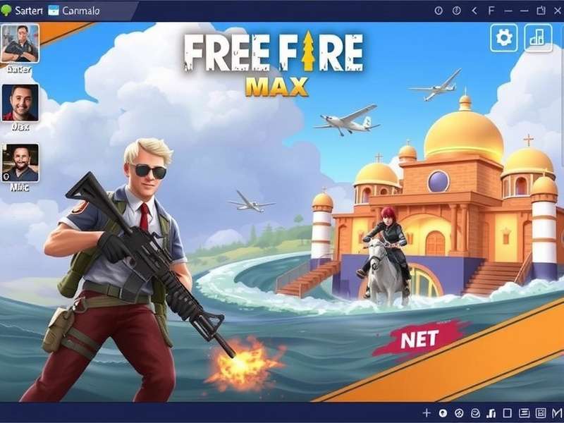 Free Fire MAX gameplay showcasing characters and battle arena
