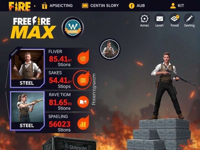 Free Fire MAX character selection screen showing diverse characters