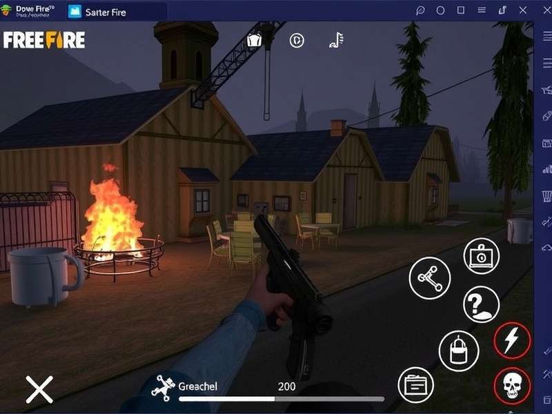 Free Fire MAX gameplay on PC with emulator interface visible
