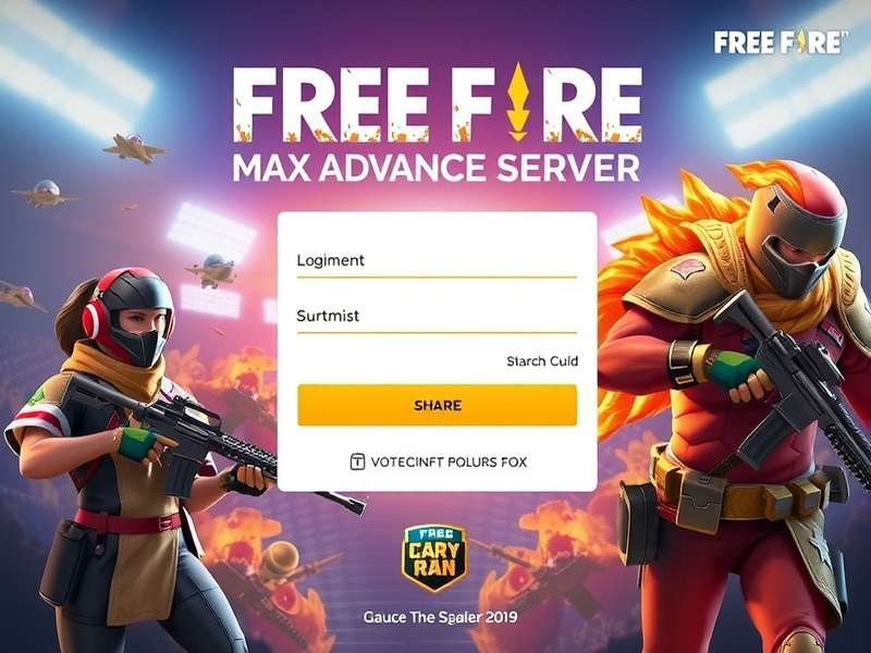 Free Fire MAX Advance Server Login Screen on Mobile Device