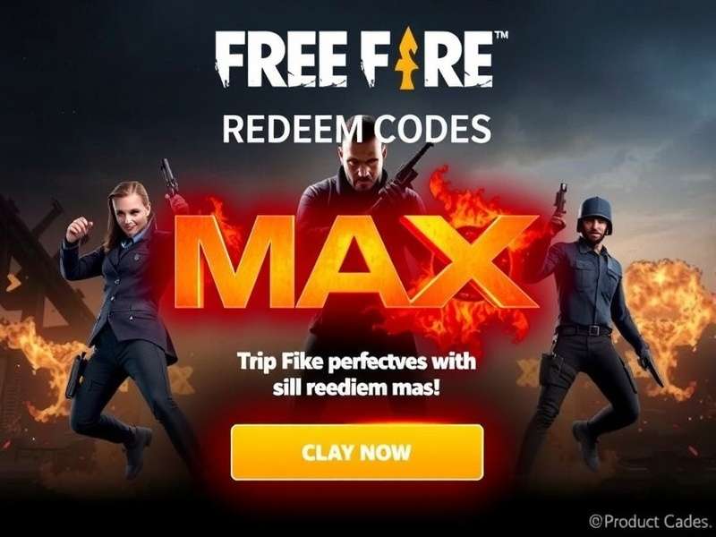 Free Fire MAX redeem codes banner showing exclusive rewards and diamonds